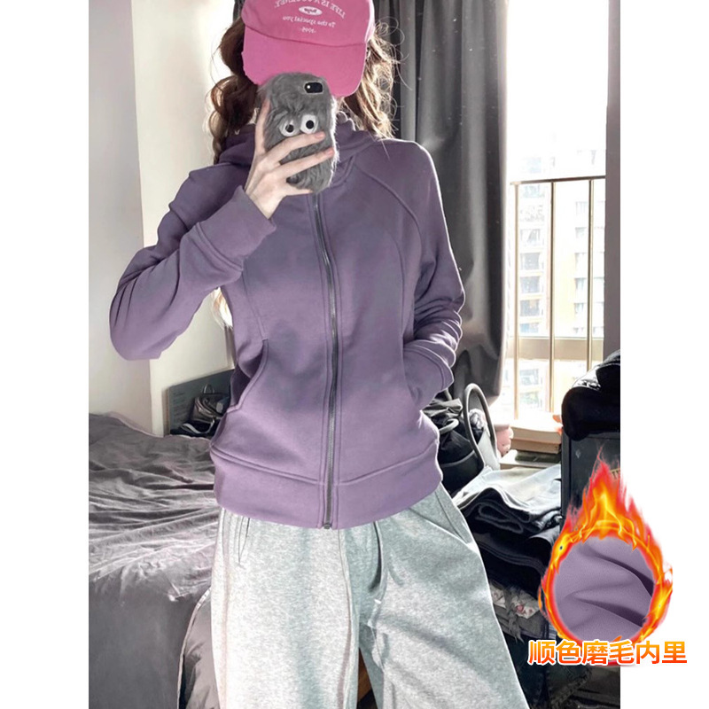 黑色修身外套女春秋季穿搭正肩卫衣紧身收腰连帽上衣短款韩系|undefined