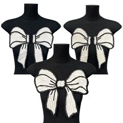 韓版針織大蝴蝶結DIY服裝輔料領口配飾毛衣外套裝飾破洞補丁熱賣