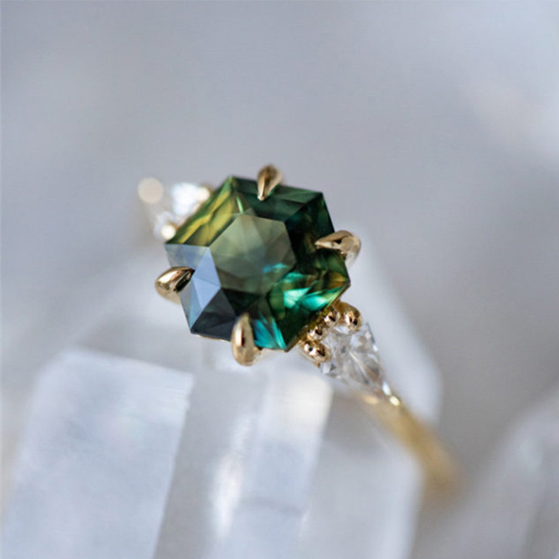 6g Weight Zircon Inlay Material Rings Classification 1 Piece Quantity Simple Style Rhombus Copper Inlay Zircon Rings