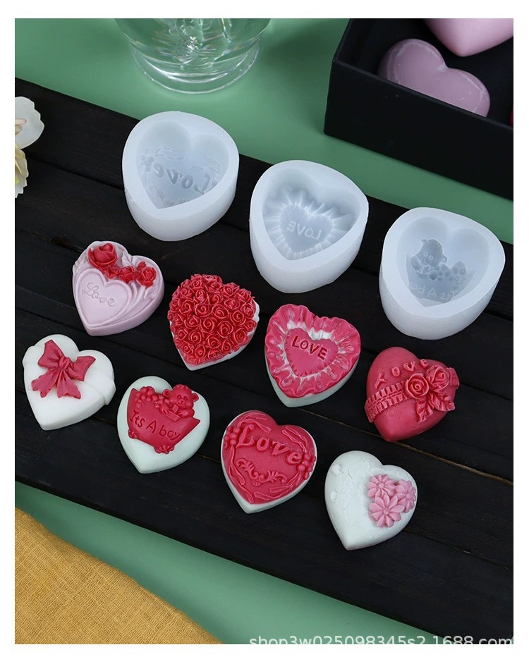 Fat Ya Ya Ya DIY three-dimensional heart-shaped liquid silicone mold love gypsum hand-made baking cake mold