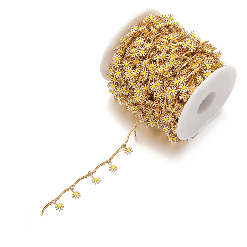 1 Piece Foot Daisy DIY Jewelry Accessories Bracelets Anklet 304 Stainless Steel Enamel Women's Sweet Pastoral DIY Jewelry Accessories Bracelets Anklet display picture 8