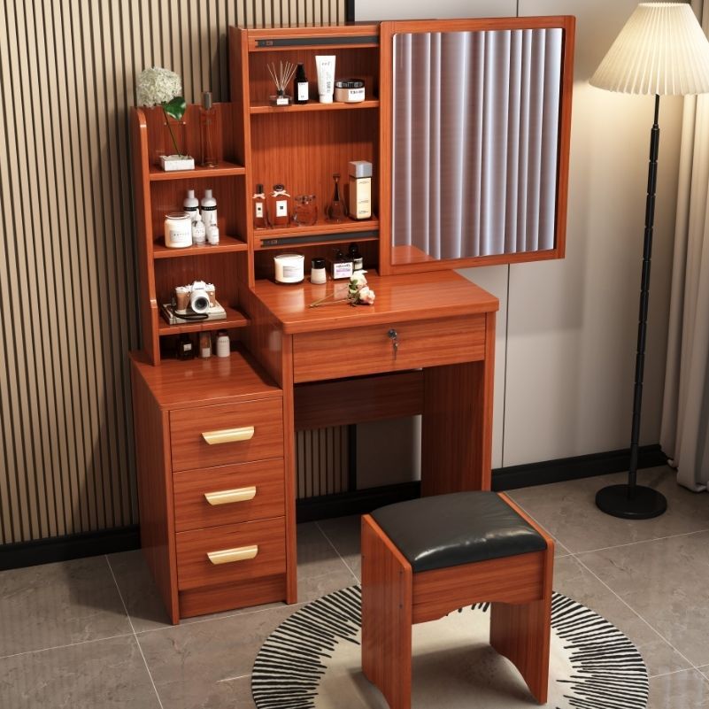 Mesa moderna minimalista, mesa de maquillaje de estilo de crema, dormitorio, mini tocador, alquiler de casa, gabinete de maquillaje en uno image 3