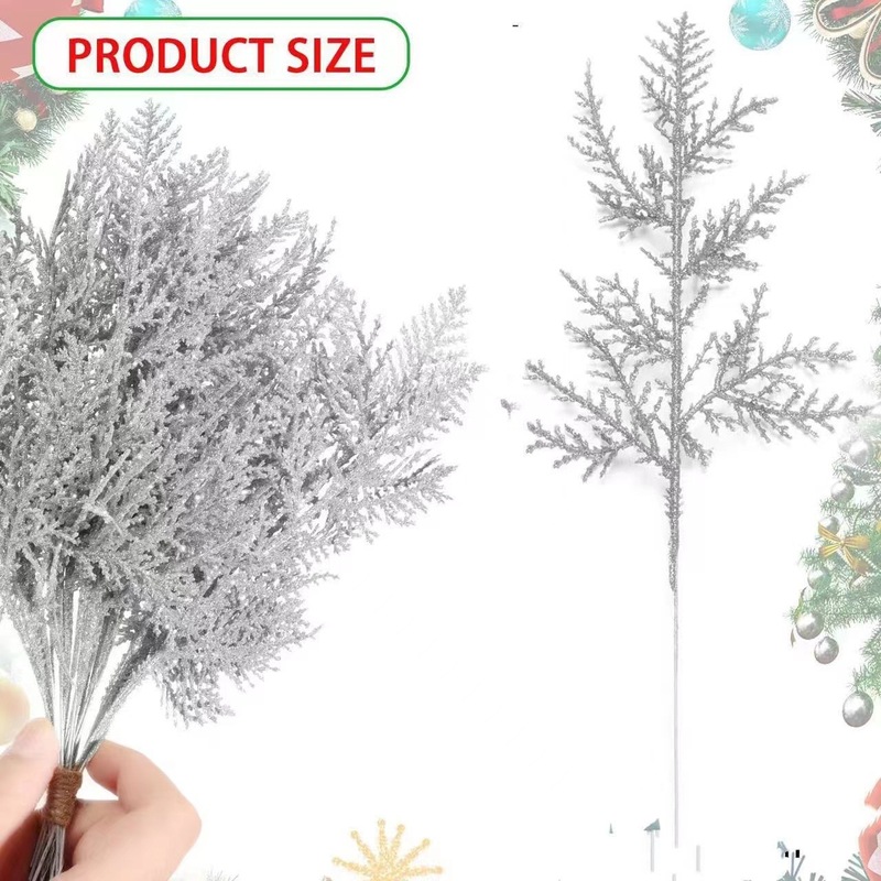 クロスボーダー人工松針枝フラッシュ葉クリスマス花卉DIYホームガーデン装飾花輪配置27CM|undefined
