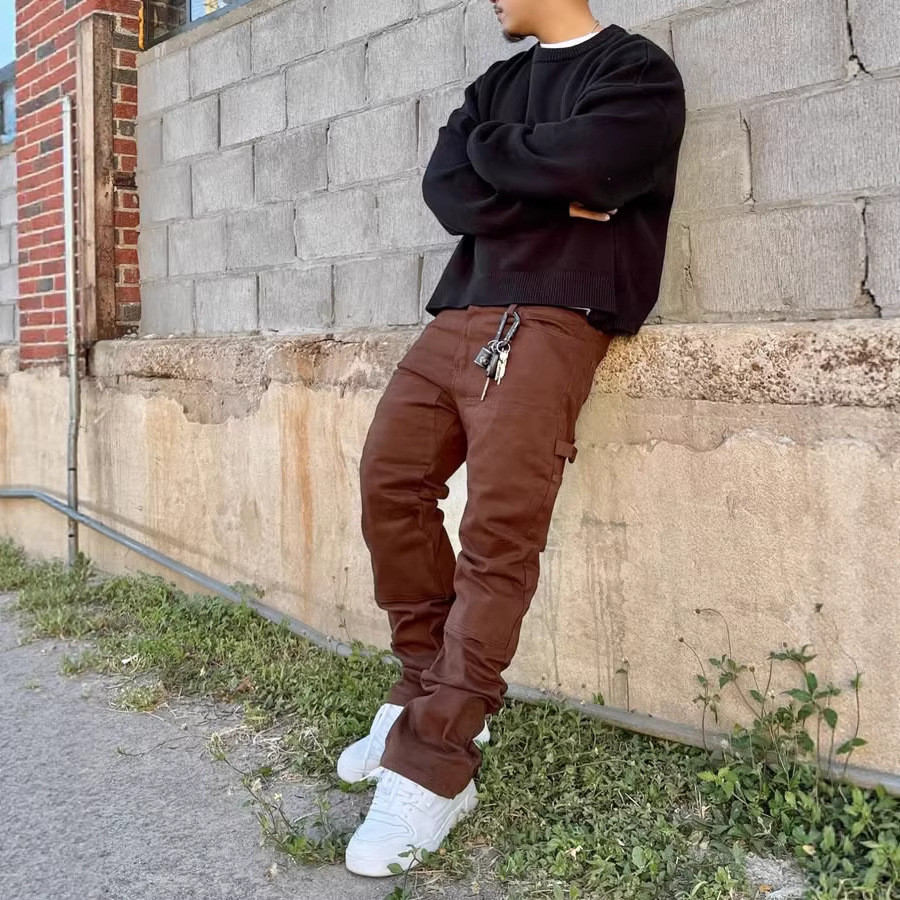 Men's Clothing Slim Fit Tapered Wide Leg Trousers American Retro Minimalist Trendy Versatile Denim Jeans_mkmklike.com
