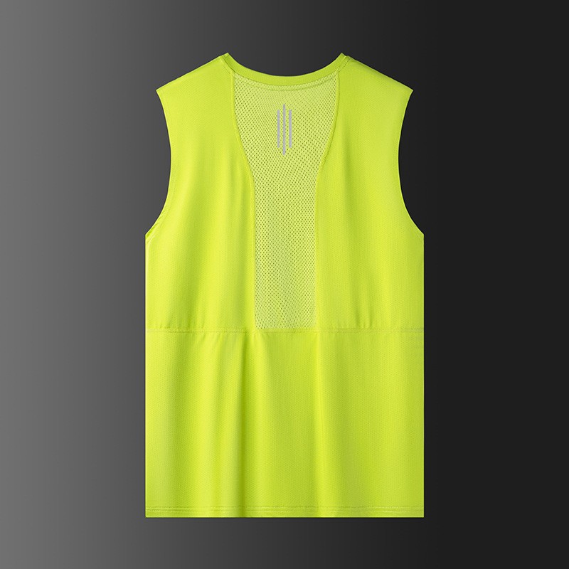 Camiseta sin mangas para hombres de verano delgada chaleco deportivo de hielo cuello redondo transpirable hombro camiseta de ejercicio para mujeres de yoga