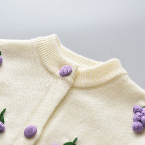Children's sweater skirt cardigan cross-border autumn and winter new Korean version cartoon fruit picture baby girl two-piece suit sweater