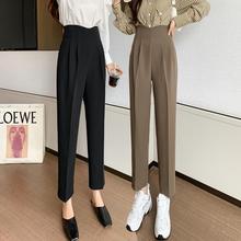 后拉链萝卜裤子女新款洋气网红烟管裤高腰显瘦时尚法式休闲哈伦裤