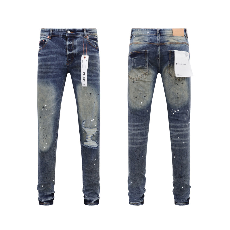 PURPLE BRAND JEANS美潮高街男士休闲破洞设计款修身显瘦牛仔长裤|undefined