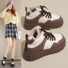 加绒高帮小白鞋女2024冬季新款学生ins韩版保暖休闲棉鞋 KT2512-2