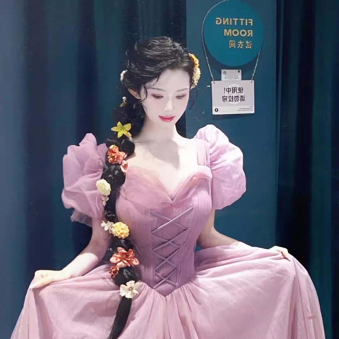 Evening Dress, Sweet Princess Dress, Photo Shoot, Puff Sleeves, Graduation Party, Prom, Fairy Dress, Elegant Square Neckline