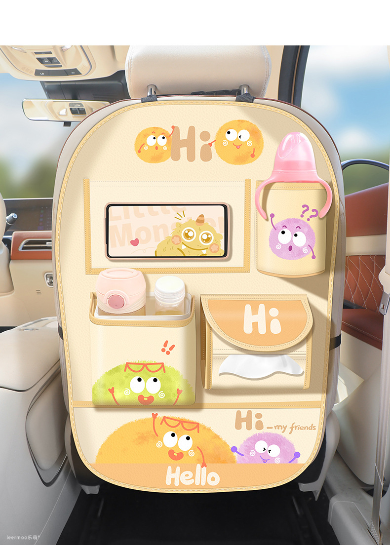Car Storage Hanging Bag Multi-function Car Seat Back Storage Rack Rear Tissue Box Trash Can Storage Box
