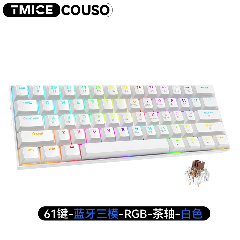 Механическая клавиатура TMICE CX61, Bluetooth 3-режимная, 61 клавиша, RGB, варианты переключателей Tea/Red
