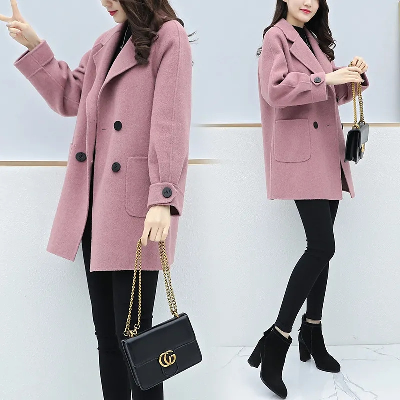 2025 Autumn and Winter New Women's Plus Size Loose Slimming Mid-Length Petite Wool Coat