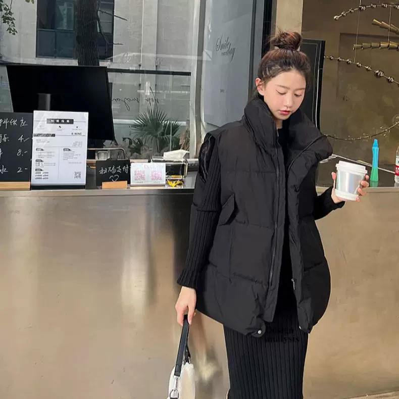 网红马甲女立领学生秋冬季新款韩版外搭小众ins棉服马夹棉衣外套