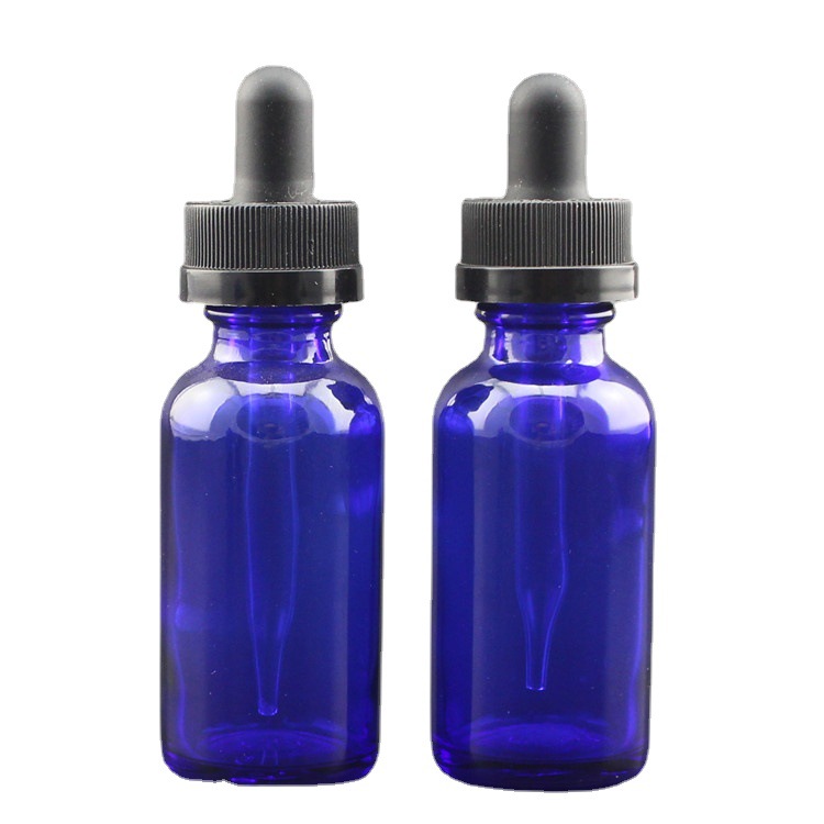 现货供应 15ml-120ml蓝色波士顿精油瓶 波斯顿玻璃瓶