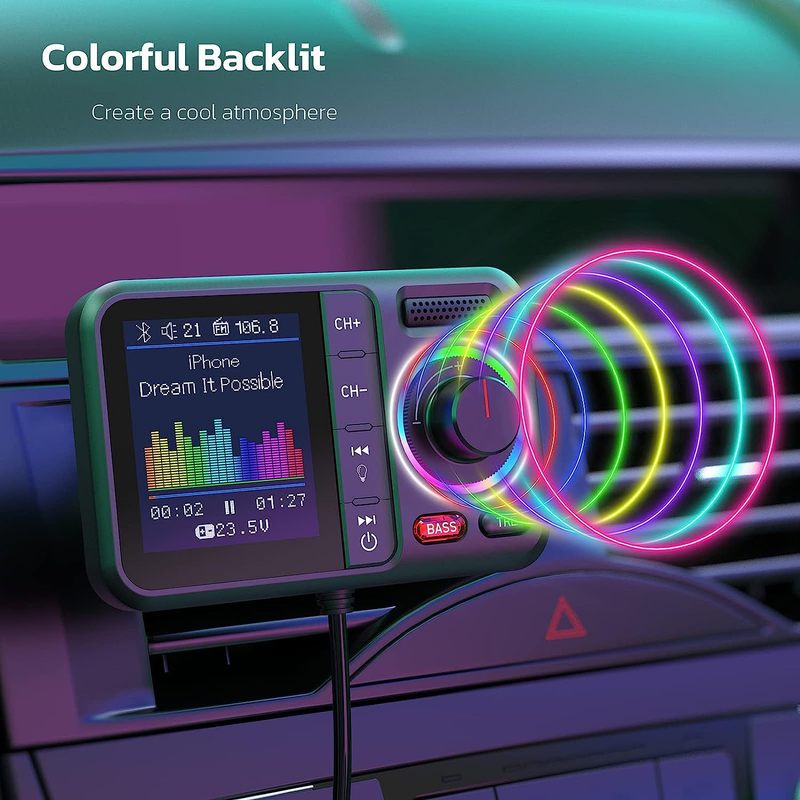 BT98車載mp3 bluetoothプレーヤー新型大画面カードusbシガレットライターbluetooth車充電fm送信機|undefined