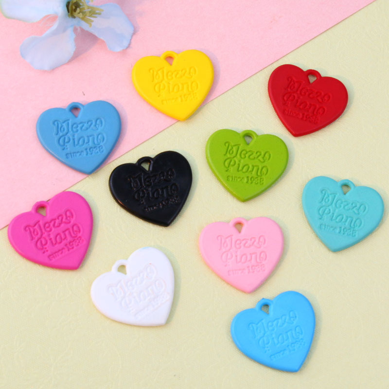 亚克力双面英文字母桃心带孔吊牌手机链钥匙链饰品坠子材料配件