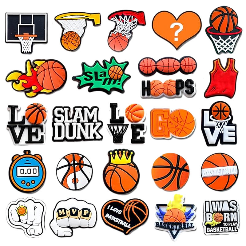 Cross-Border New Nba Basketball Sports Series Summer Decorative Clogs Shoes Flower Shoe Buckle Decorative Pvc Soft Glue Wholesale