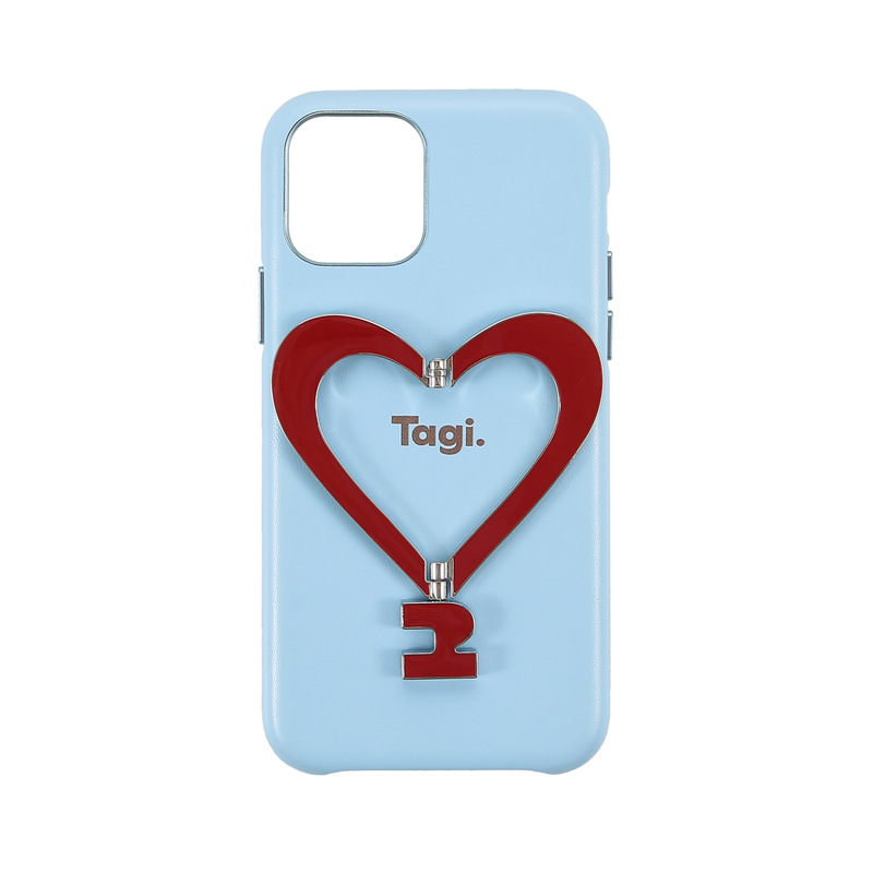 Tagi.《让人开心》金属支架皮质爱心手机壳适用于iPhone|undefined