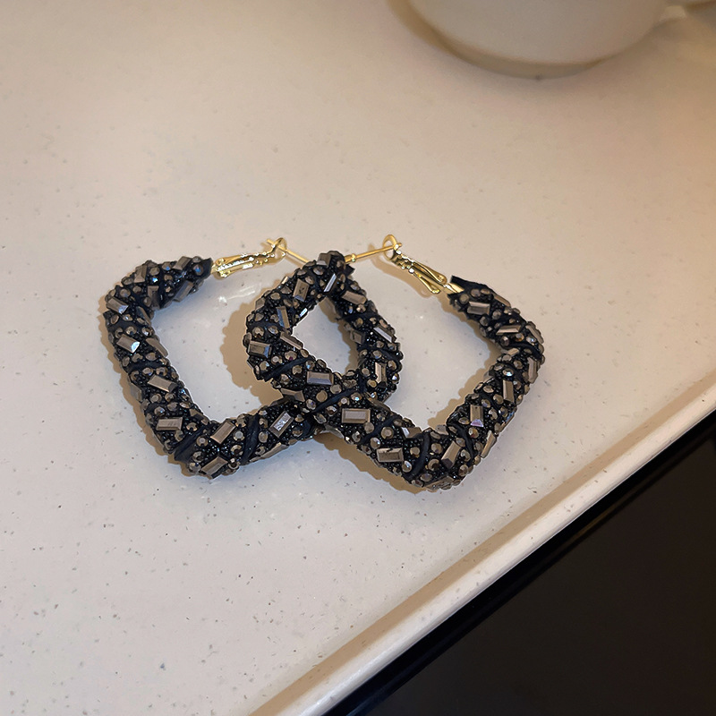 Fashion Circle Metal Inlay Zircon Womenu0027S Earrings 1 Pair