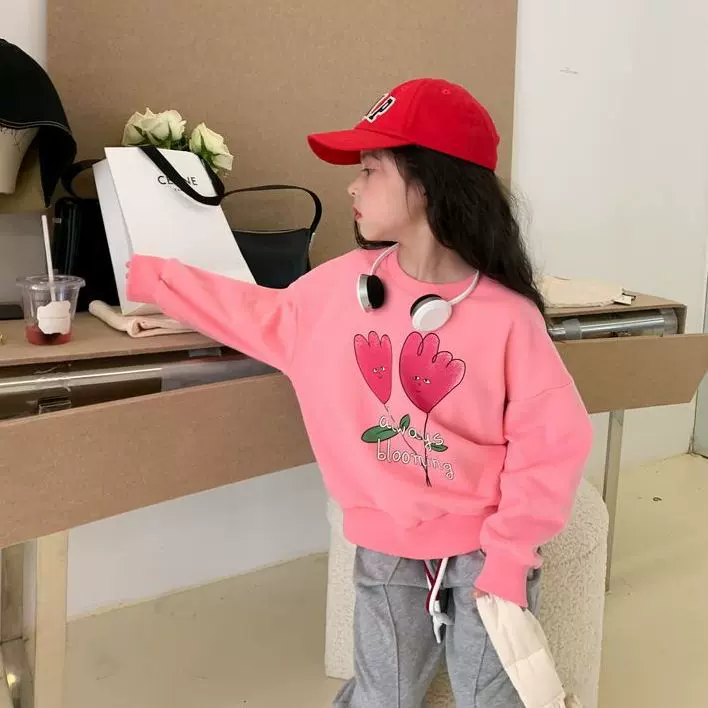 2023秋季女童卡通长袖卫衣秋装新款洋气女宝宝韩版百搭休闲圆领上