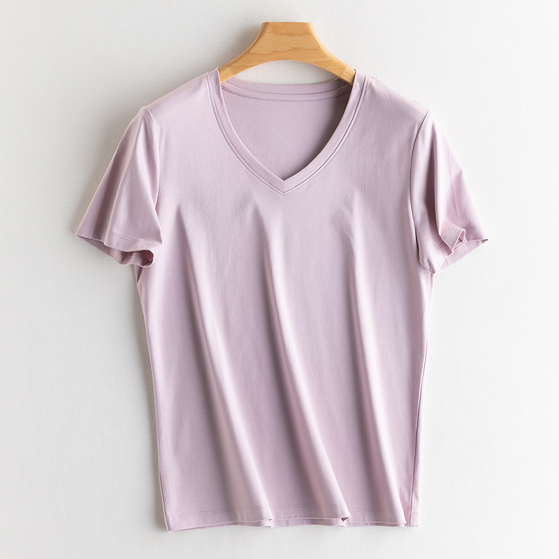 Yuyue 2025 桑蚕シルクシルクコットン 冷感ノーアイロン13色Tシャツ 夏涼しいシルクのような滑らかな桑蚕シルクトップス レディース|undefined