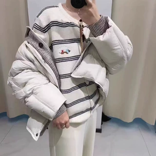 秋季新款温柔风卡通小马刺绣减龄针织衫毛衣休闲百搭条纹上衣女