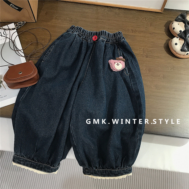 女童裤子春秋季宽松百搭束口牛仔裤新款儿童韩版洋气宝宝长裤外贸|undefined