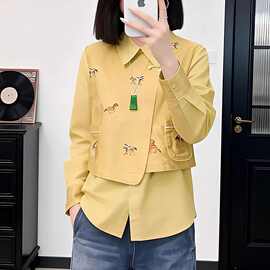 高级感假两件黄色小马小衫女春2026新款时尚洋气好看漂亮宽松上衣