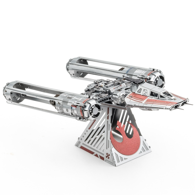 De acero estatua mágica 3D sin pegamento tridimensional de metal montado rompecabezas de acero inoxidable modelo planeta batalla en solitario Y-Wing Fighter