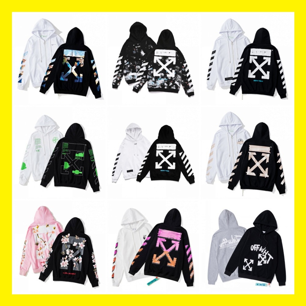 Comercio exterior transfronterizo suéter ow marca de moda clásico Rosa melocotón con capucha jersey blanco manga larga chaqueta de lana