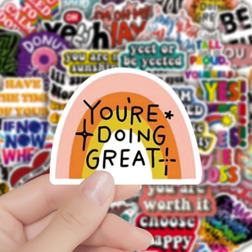50 sheets of non-infringement motivational graffiti stickers, colorful, for luggage, guitar, notebooks, waterproof