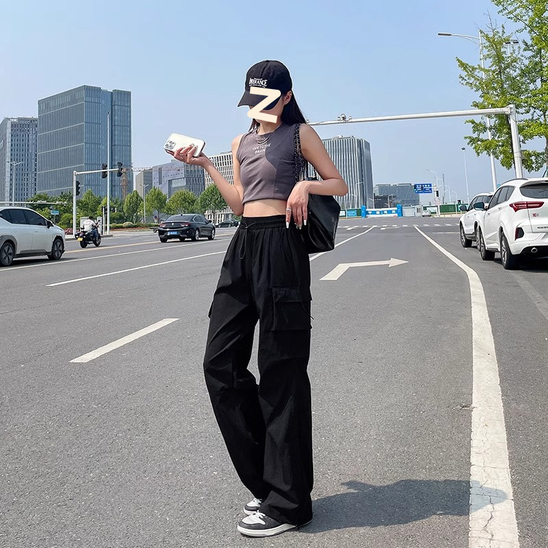 オフホワイトオーバーオール女性の 2025 新しい夏アメリカ空挺部隊アサルトパンツアウトドアワイドレッグカジュアルスポーツパンツ|undefined