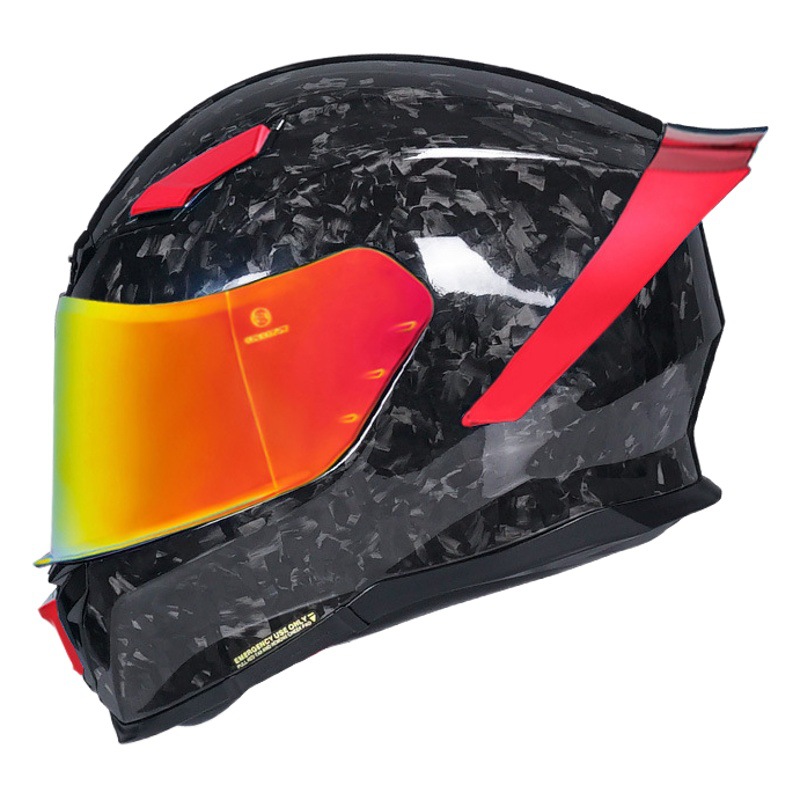 AVA rayo casco de fibra de carbono casco de la motocicleta hombres y mujeres Guerrero Negro casco completo anti-niebla de la motocicleta de cola grande de liquidación