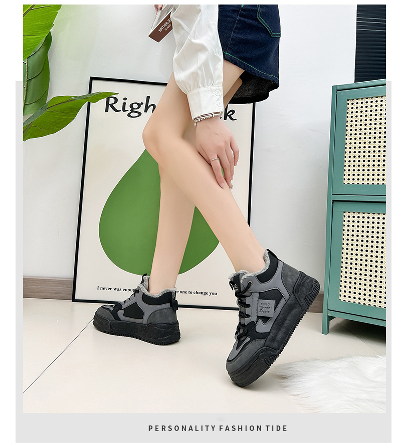 Damen Stiefeletten Kaschmir High Top Plattform Freizeitschuhe_voghion.com