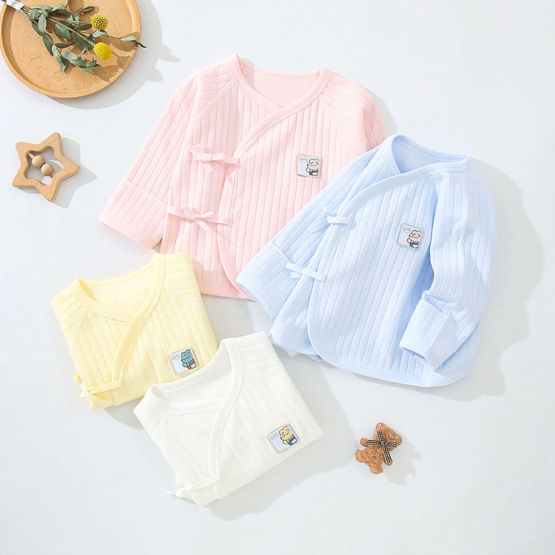 Baby's new clothes, top and monk's robe, pure cotton, newborn autumn clothes, spring and autumn baby innerwear, four seasons, boneless half-back shirt
