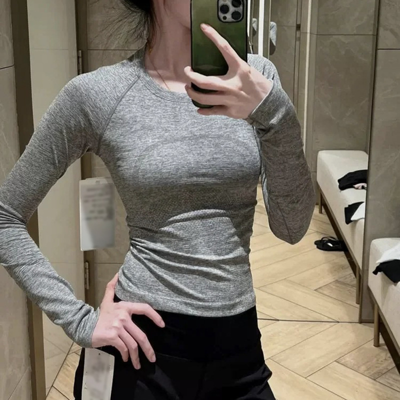 Lu New Yoga Clothes Women's Long-sleeved High Elastic Seamless One-piece Knitted 2.0 Slim-fit Slimming Sports Quick-drying Top