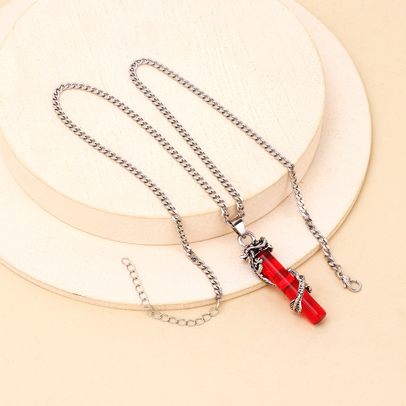 Punk National Crystal Dragon Pendant Necklace Fashion Sweater Chain