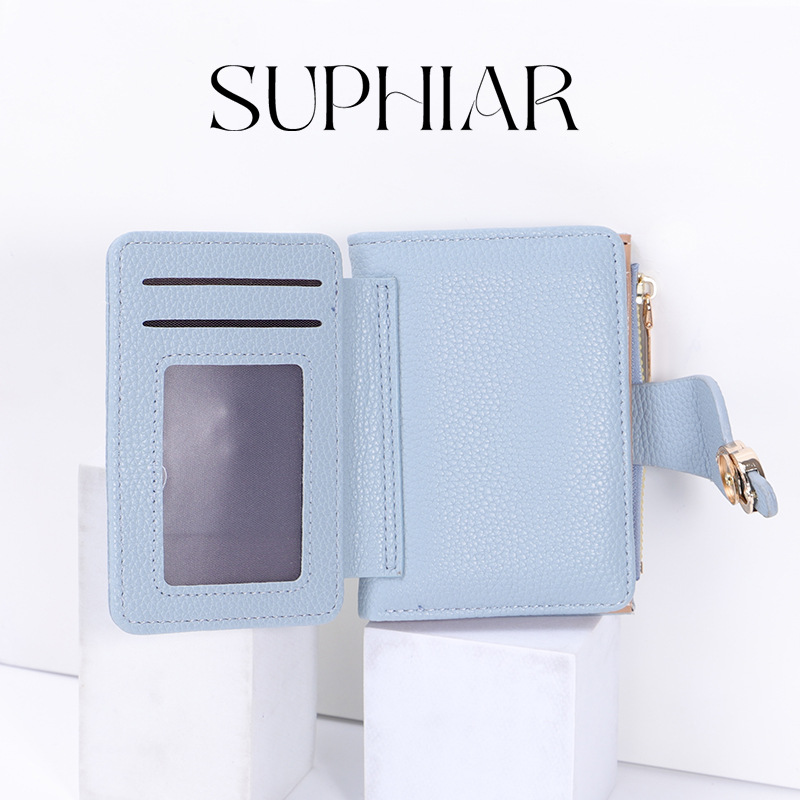 2025 nueva cartera multicolor combinación de bolso de mano simple corto multi-tarjeta con cremallera bolso de tarjeta de mujer