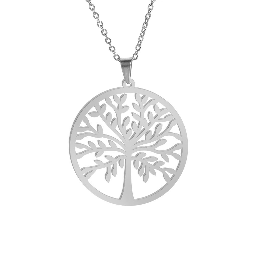 Pendentif arbre de vie collier acier inoxydable bijoux_voghion.com