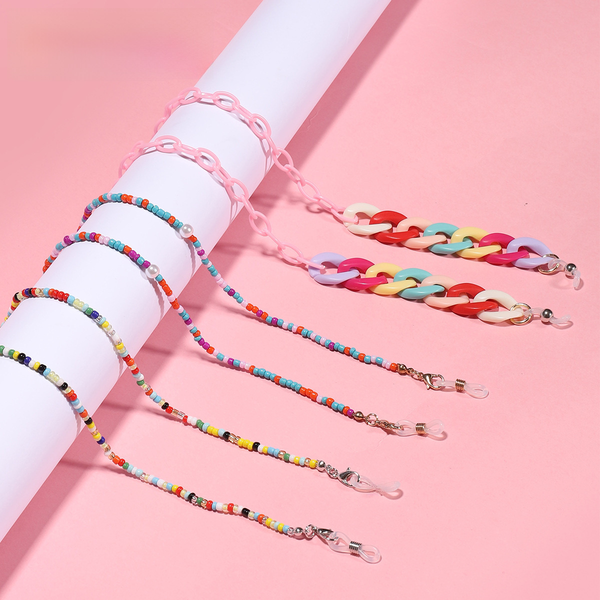 Sugarcane Color Acrylic Chain Earrings Korean Decorative Chain Anti-lost Lanyard Insta Celebrity Style Eyeglass Chain