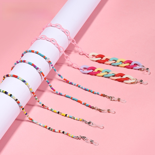 Sugarcane Color Acrylic Chain Earrings Korean Decorative Chain Anti-lost Lanyard Insta Celebrity Style Eyeglass Chain
