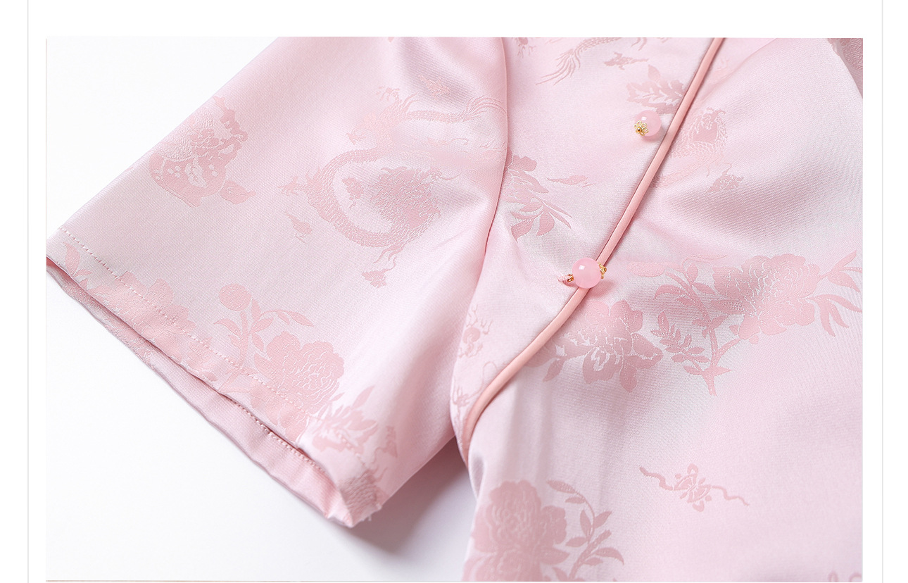 Áo thun nữ tay ngắn lụa tơ tằm jacquard trơn thiết kế đơn giản ZX M400 — Màu trắng chi tiết 44