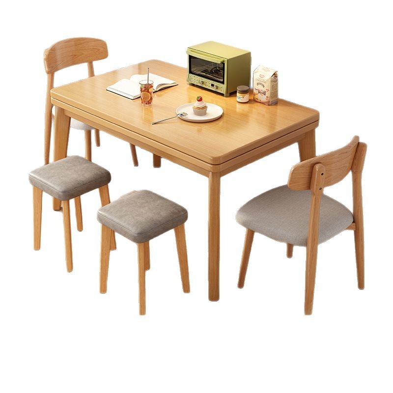 Mesa de comedor plegable pequeña casa retráctil no ocupa espacio mesa de comedor simple pierna de madera sólida multifuncional mesa de comedor doméstica