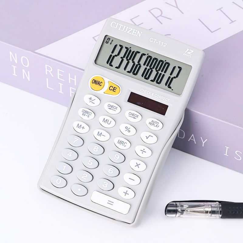 Calculadora de pantalla grande de 12 bits CT-112 negocios creativo de doble potencia solar Oficina suministros de computadora al por mayor