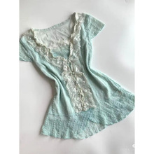 套装女2025夏季新款甜美古着修身蕾丝上衣+高腰显瘦半身裙两件套