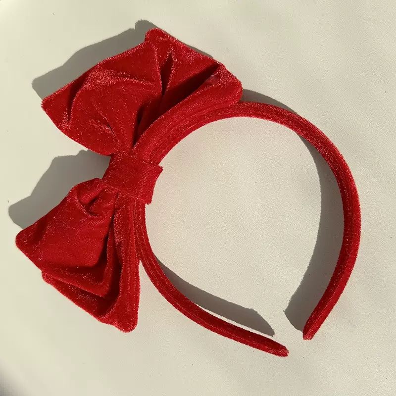 大红丝绒蝴蝶结圣诞新年发箍高级氛围感头饰双层复古可爱网红发饰
