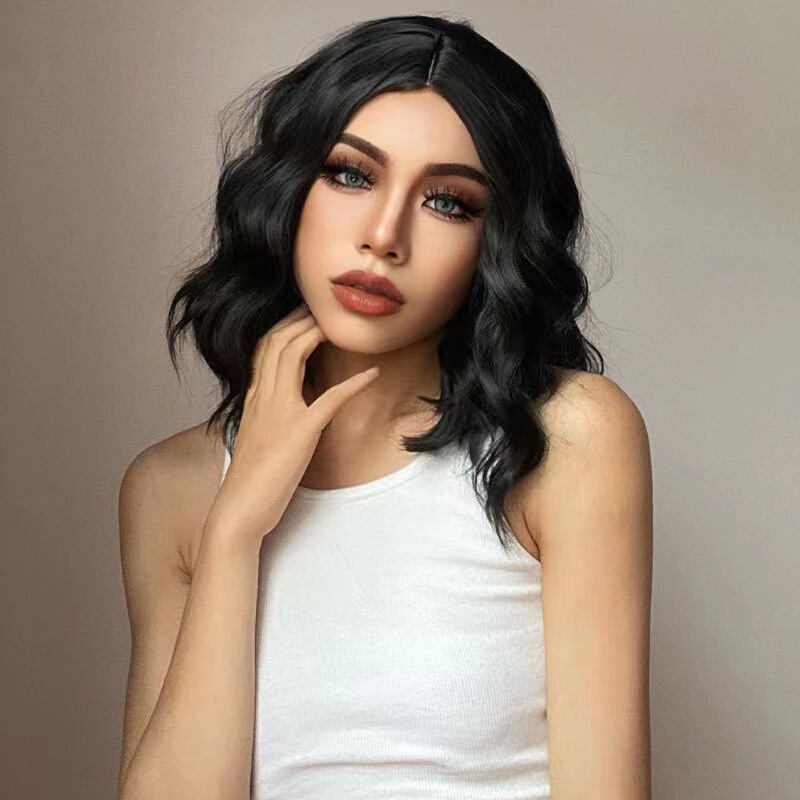 Cross-Border Temu Hot-Selling Women's Fashionable and Cute Bob Short Curly Wig, High-Temperature Synthetic Fiber Full Wig, in Stock