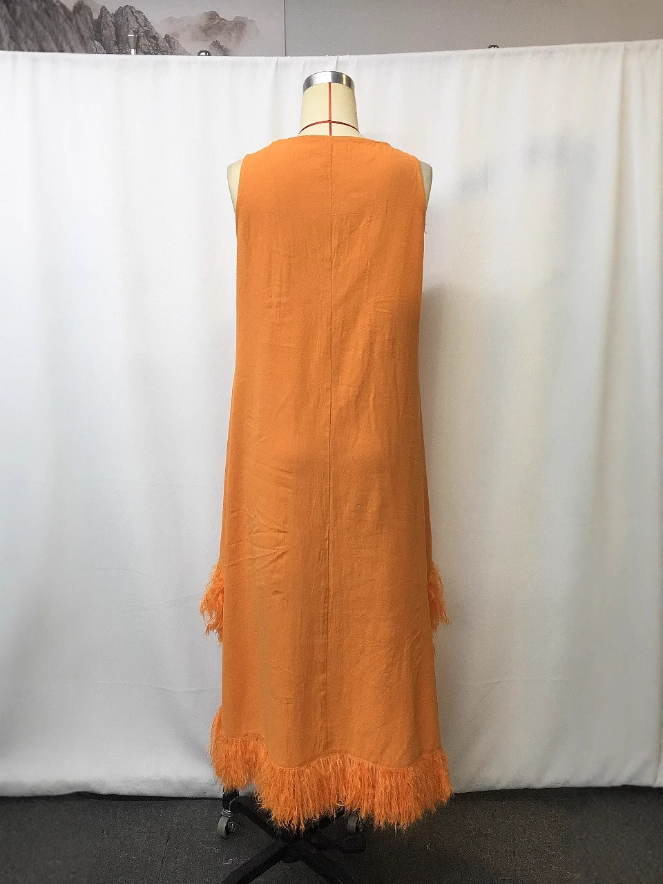 Women's Vintage Western Denim Style Casual Stitched Fringe Dress_ecoleips.com