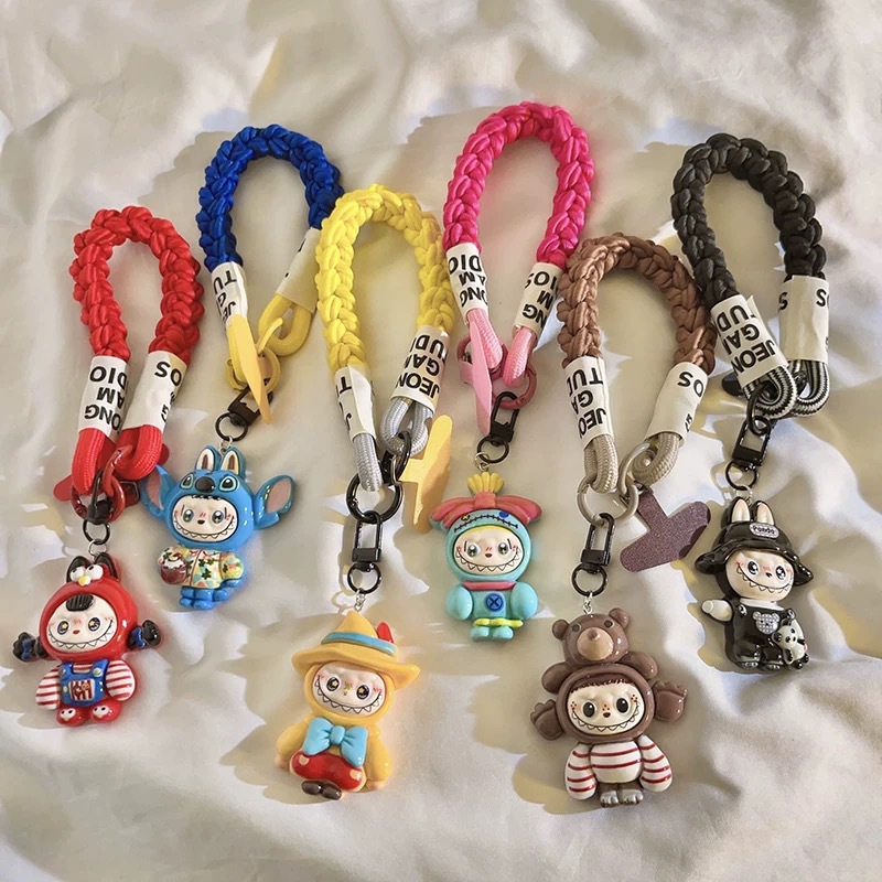 Cute three-dimensional cartoon cloth woven nylon lanyard key chain fun pendant mobile phone pendant bag accessories